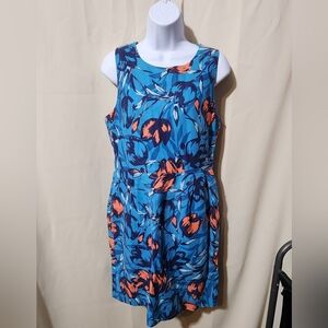 J Crew Floral Bright Blue Sleeveless Midi Spring Dress Size 8 Like New Easter